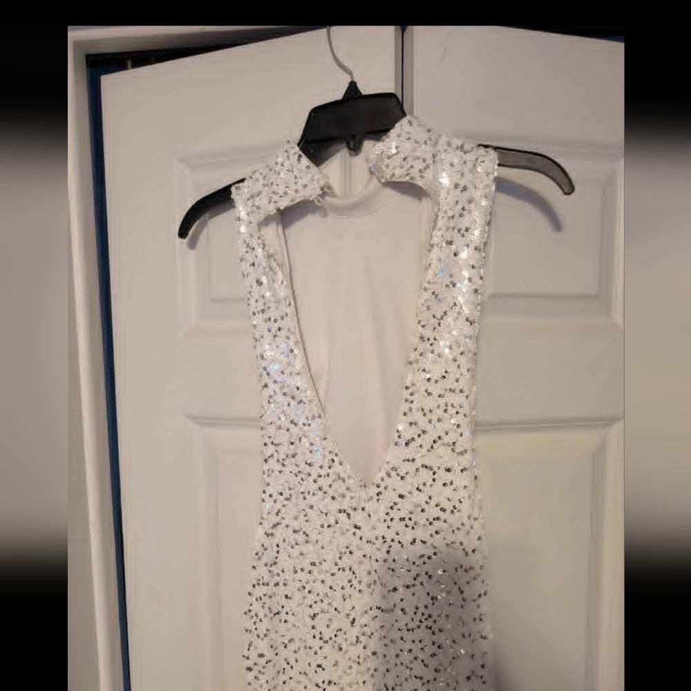 Elegant White Sequin Dress #prom